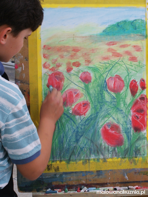 Łąka pełna kwiatów - rodzinne warsztaty malowania suchymi pastelami w Malowanej Kuźni