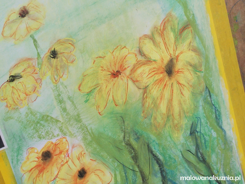 Łąka pełna kwiatów - rodzinne warsztaty malowania suchymi pastelami w Malowanej Kuźni